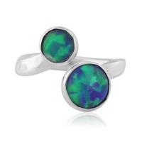 R1063 - LV Green & Jelly Blue Adjustable Ring